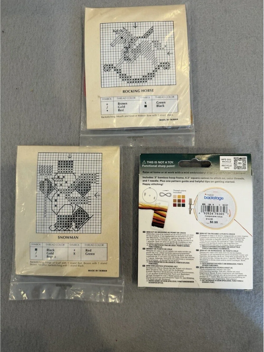 Vtg Traditions Cross Stitch Christmas Mini Picture Frame Kits Set Of 3 New
